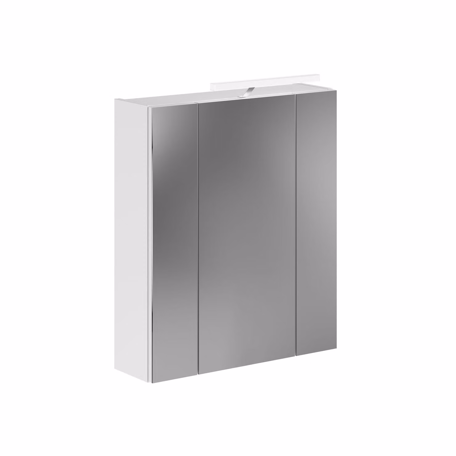 Mobiletto specchio da bagno Linus, 3 ante, con luce, bianco lucido, bianco.