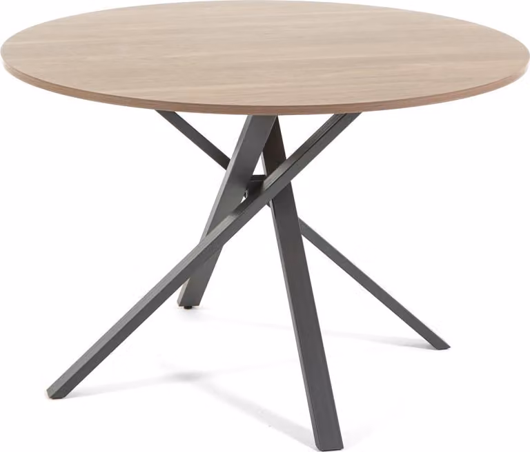 Tavolo rotondo Ø110 cm con struttura in metallo melaminico e incrociato - design moderno, robusto e versatile per cucina, sala da pranzo e ufficio - CARLO - look legno