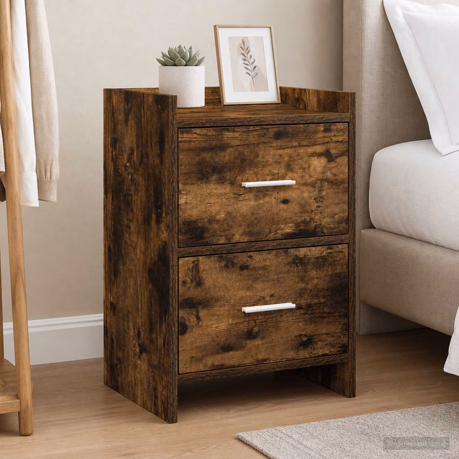 Comodino moderno vidaXL in legno e metallo, colore marrone, L 40 cm x P 30 cm x H 60 cm