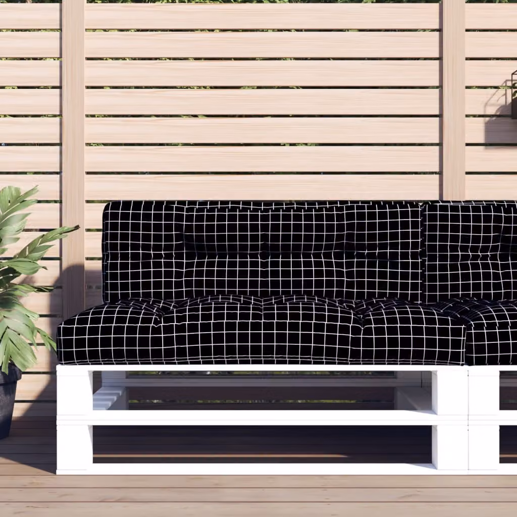 vidaXL Cuscino per Pallet con Motivo a Quadri Nero e Multicolore in Poliestere L: 120 cm, P: 40 cm, H: 12 cm