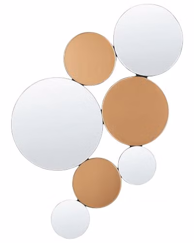 Beliani Specchio da parete di forma irregolare e rotonda in vetro e MDF argento e rame