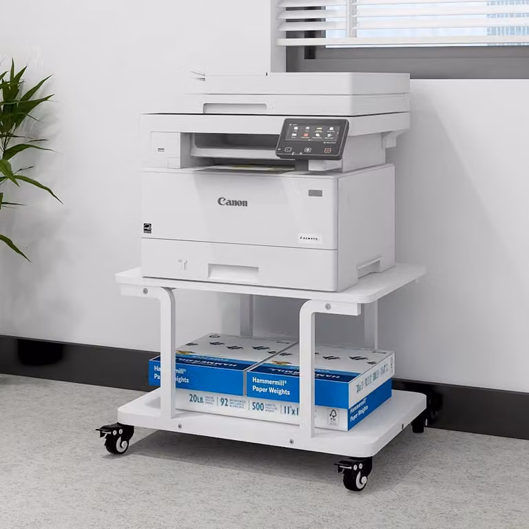 PUNCIA Tavolo per stampanti a 2 piani con rotelle 60 x 50 cm Carrello per stampanti mobili ufficio scuola