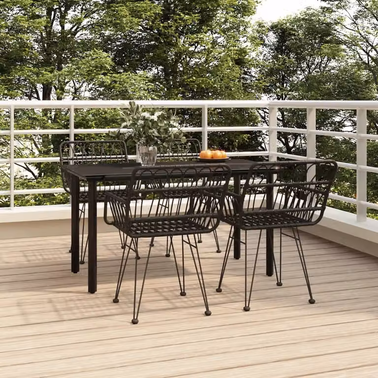 Maison Exclusive - Set da pranzo da giardino 5 pezzi in polyrattan nero