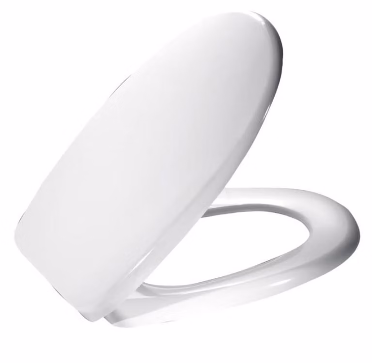 Sedile per WC Ramm compatibile con i modelli Cersanit Delfi, realizzato in materiale plastico antibatterico e dotato di cerniera in metallo