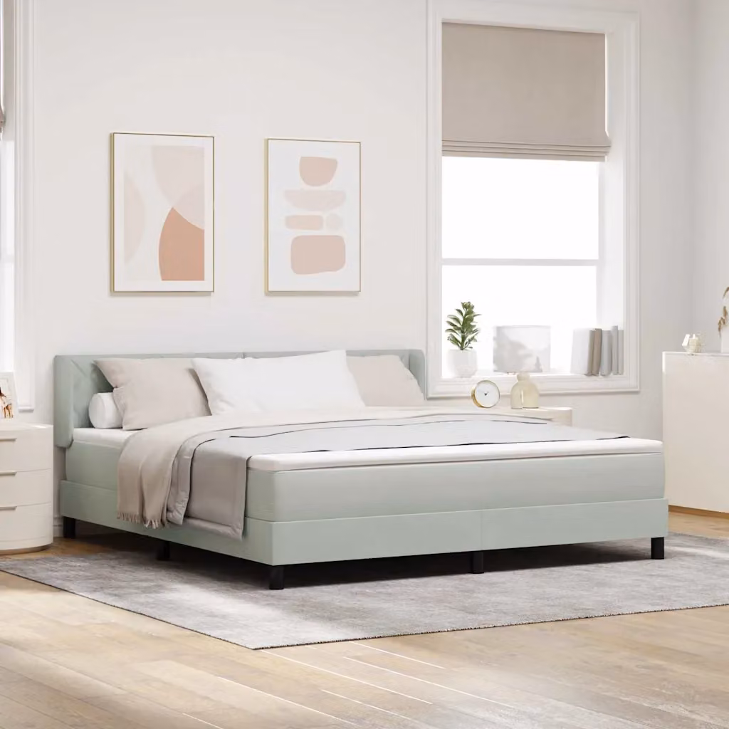 Letto ibrido con testiera vidaXL in velluto grigio, L: 180 cm, P: 200 cm, H: 203 cm