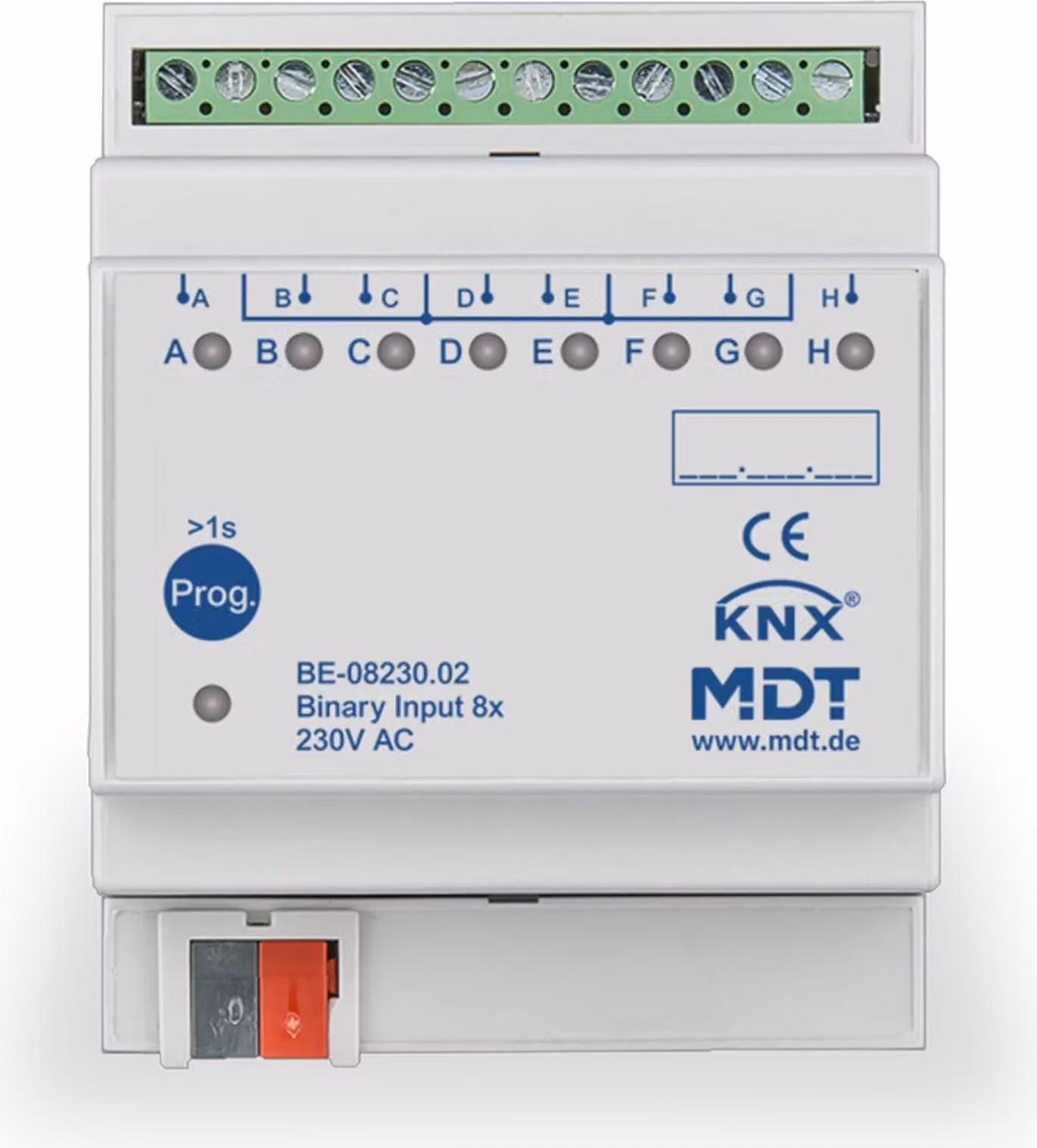 MDT KNX Ingresso binario 8 vie 230 V CA/CC REG, 1 pz.