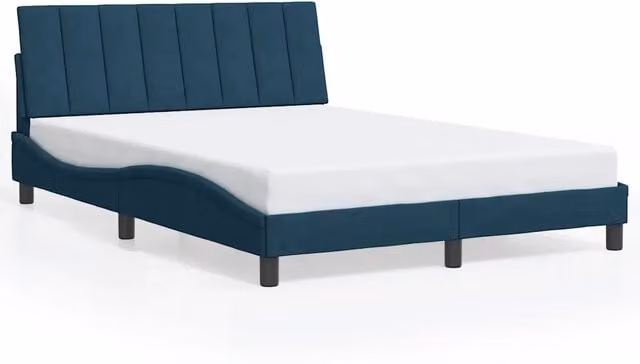 Letto matrimoniale | Letto per adulti | Giroletto senza Materasso Hanko Blu 140x200 cm in Velluto