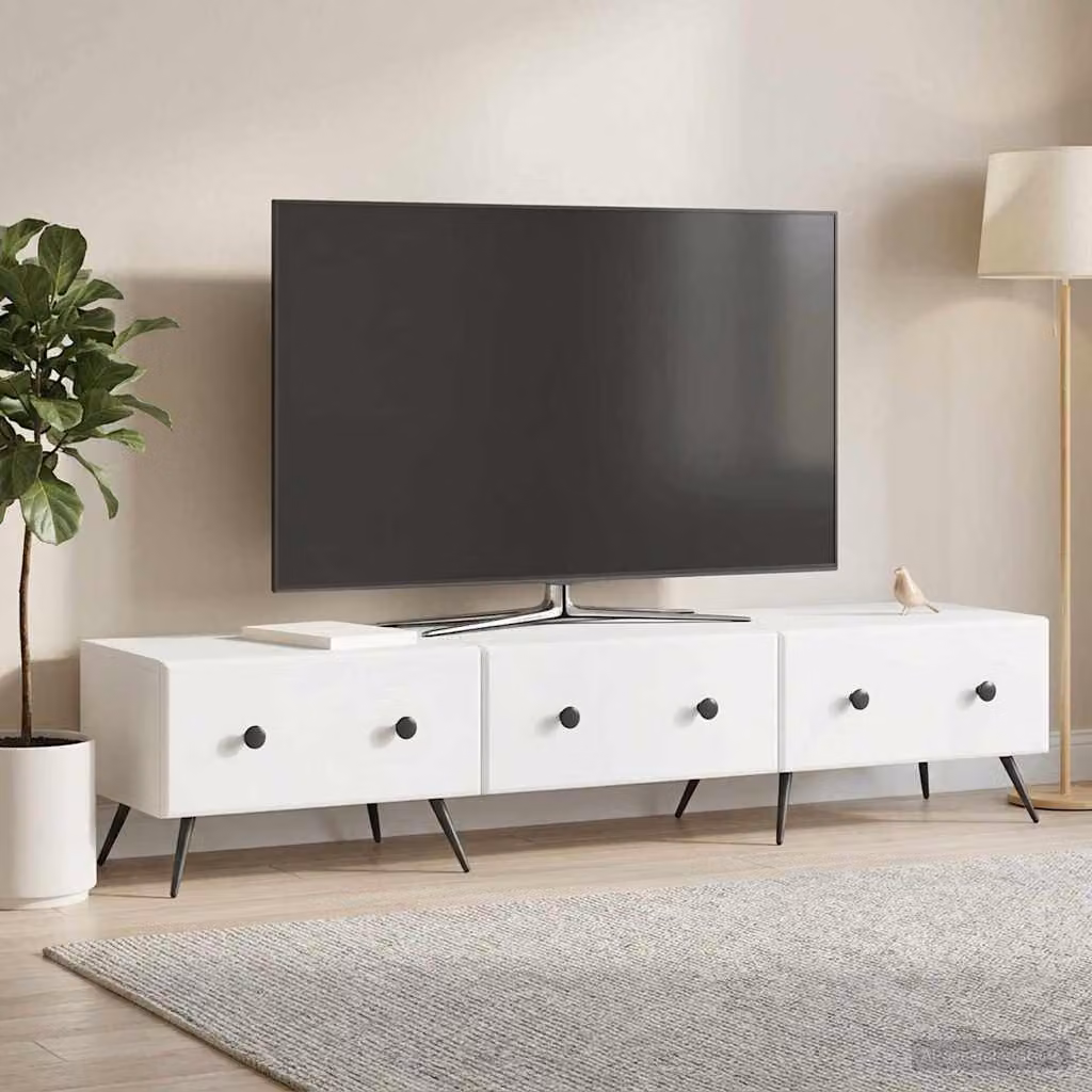 Mobile TV moderno vidaXL Bianco in legno ingegnerizzato L: 147 cm, P: 34,5 cm, H: 30 cm