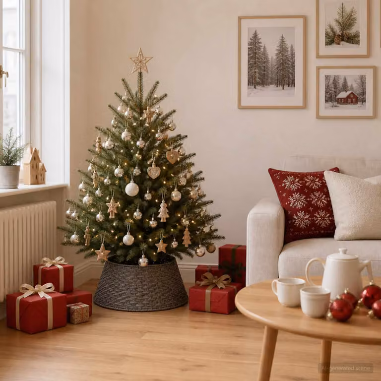 vidaXL Collare per Albero di Natale Rotondo Grigio Ø 45 x 22 cm