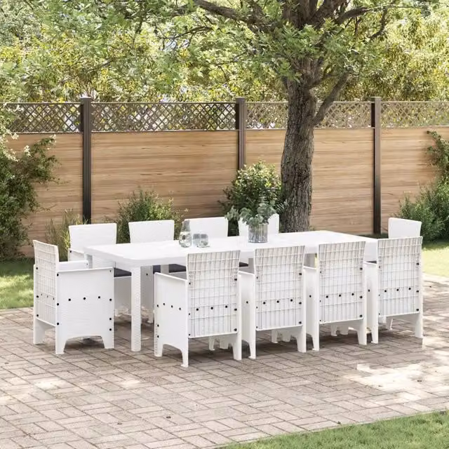 Set da Pranzo per Giardino 11 pz Bianco Polipropilene 3378605