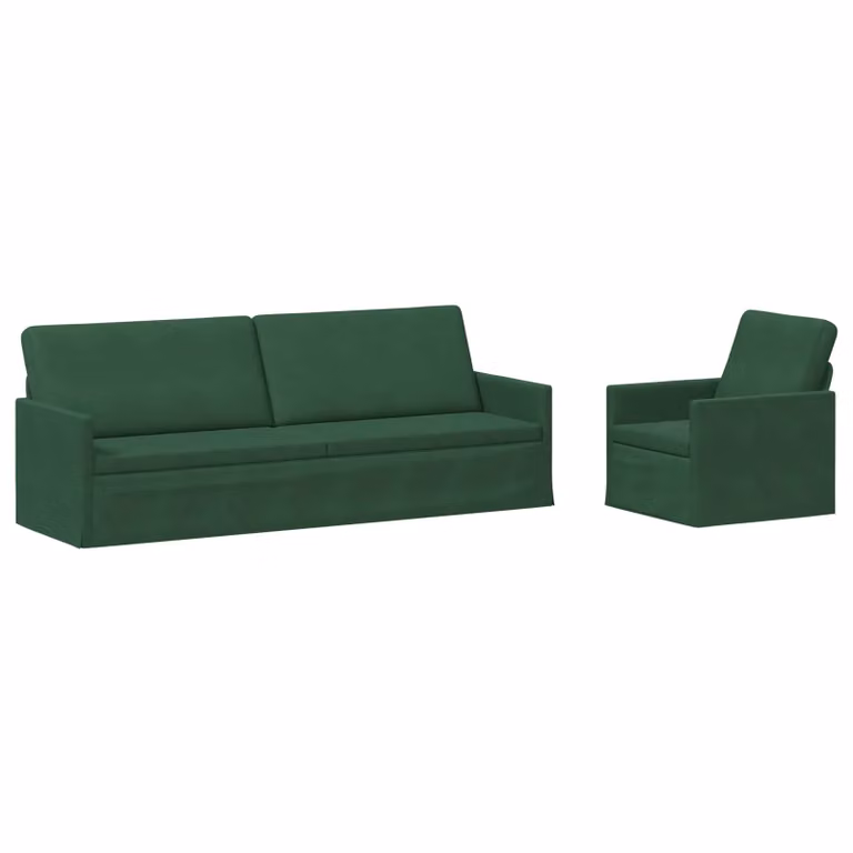 Set di 2 divani moderni vidaXL in tessuto cord verde per soggiorno con struttura in metallo