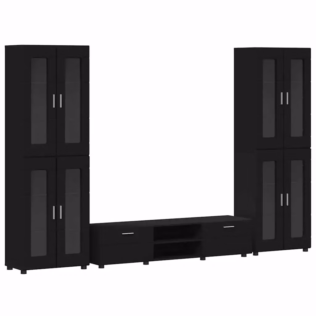Set mobile TV moderno vidaXL FLORIN in 3 pezzi nero opaco L/P/H: 150 x 39 x 30 cm – 2