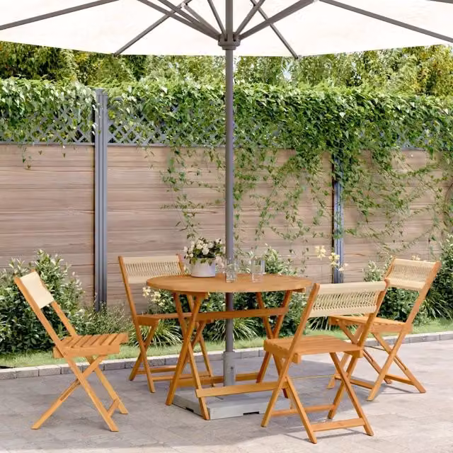 Set da pranzo da giardino vidaXL in 5 pezzi beige con legno di acacia oliato e polipropilene – 1