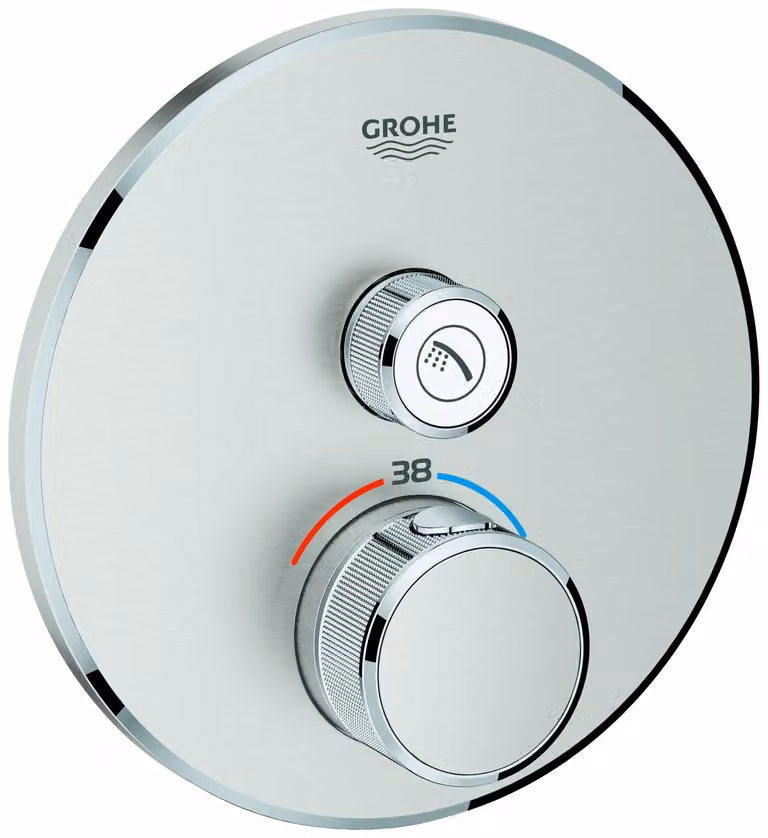 Thermostat Grohe Grohtherm SmartControl avec une vanne d'arrêt, rosette murale ronde, 29118DC0, 29118DC0