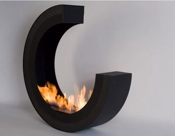 Biocamino da pavimento freestanding OUTINFIRE ERTA C colore Nero L/P/H: 80 x 80 x 20 cm