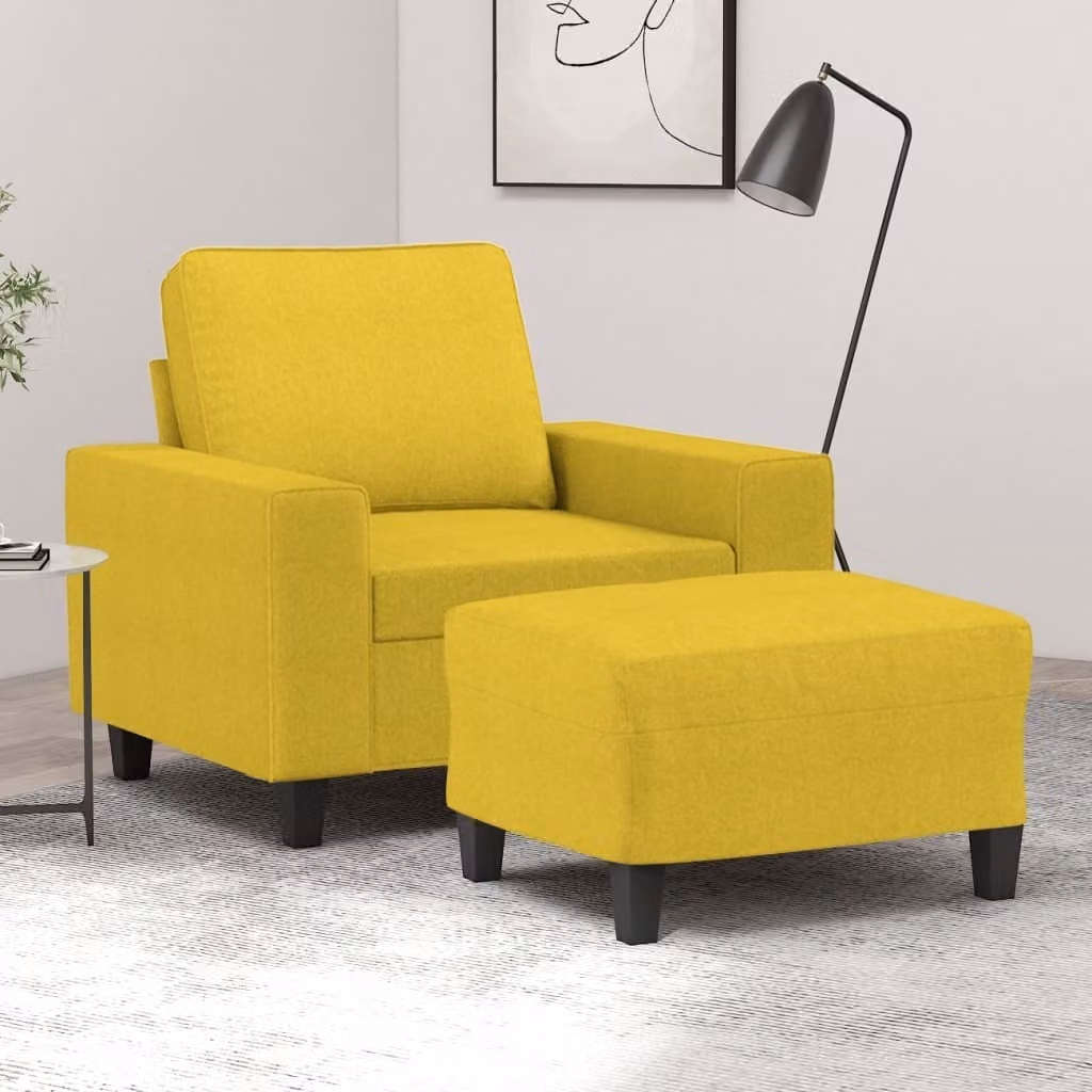 Maison Exclusive - Poltrona con poggiapiedi giallo chiaro 60 cm in tessuto