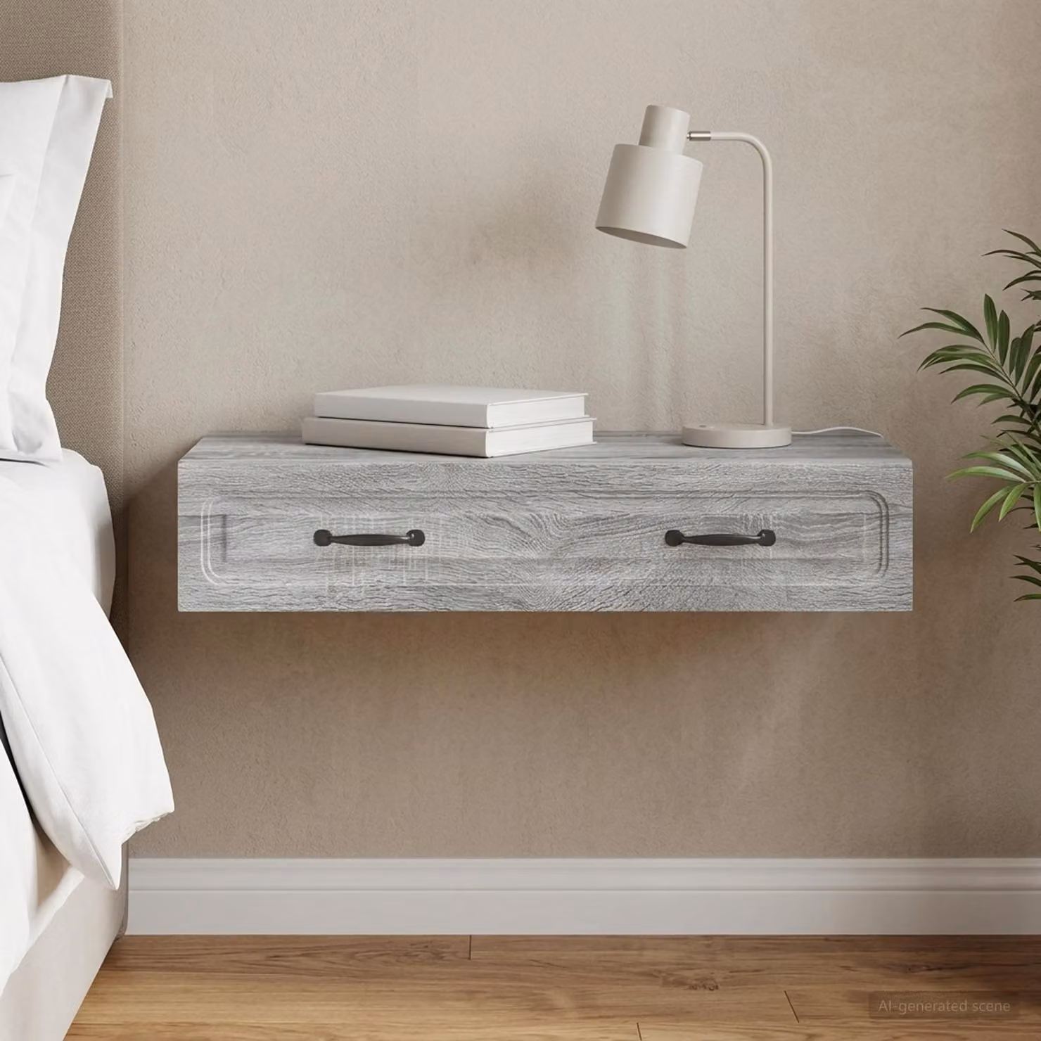Tavolino da parete laterale moderno vidaXL in legno e MDF grigio L: 87,5 cm, P: 34,5 cm, H: 17 cm