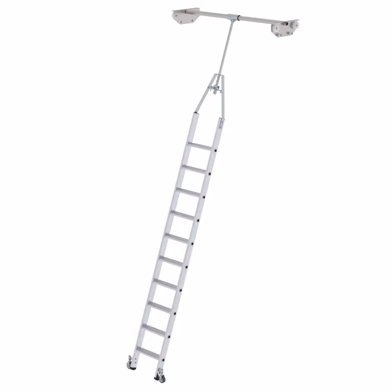 Scala in alluminio per scaffali doppi, girevole, 10 gradini 44510