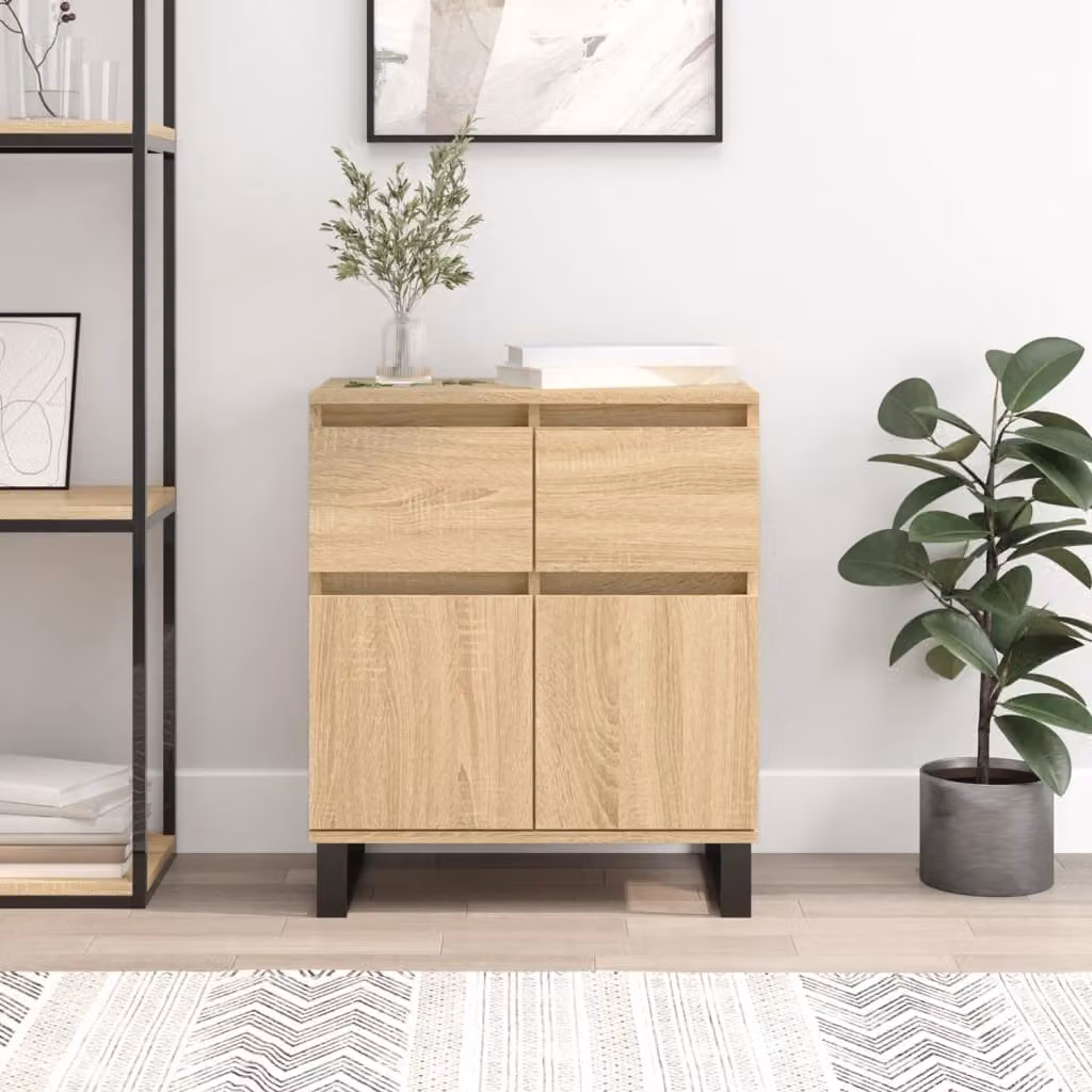Credenza moderna vidaXL in legno multistrato color rovere, L: 60 cm, P: 35 cm, H: 70 cm