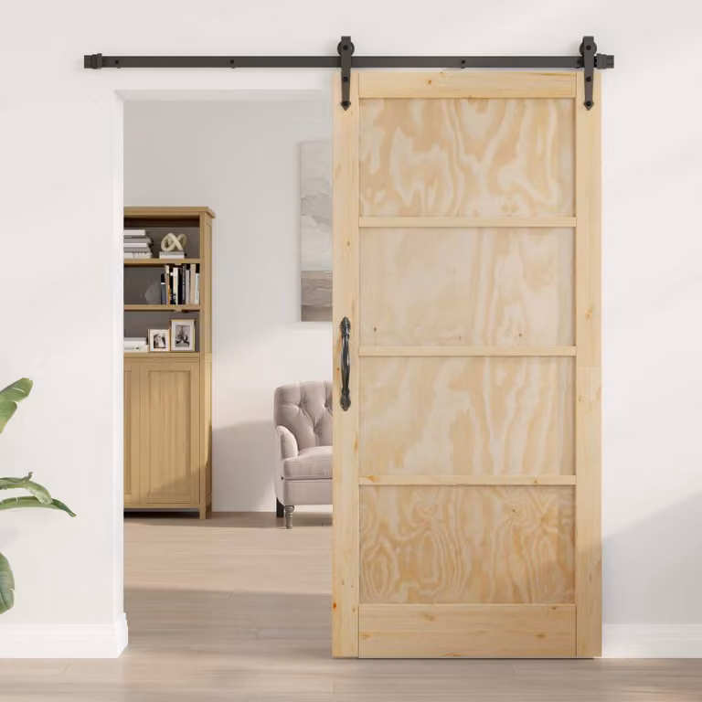 Porta interna scorrevole vidaXL in legno in stile rustico, marrone e beige, L: 93 cm, H: 202 cm