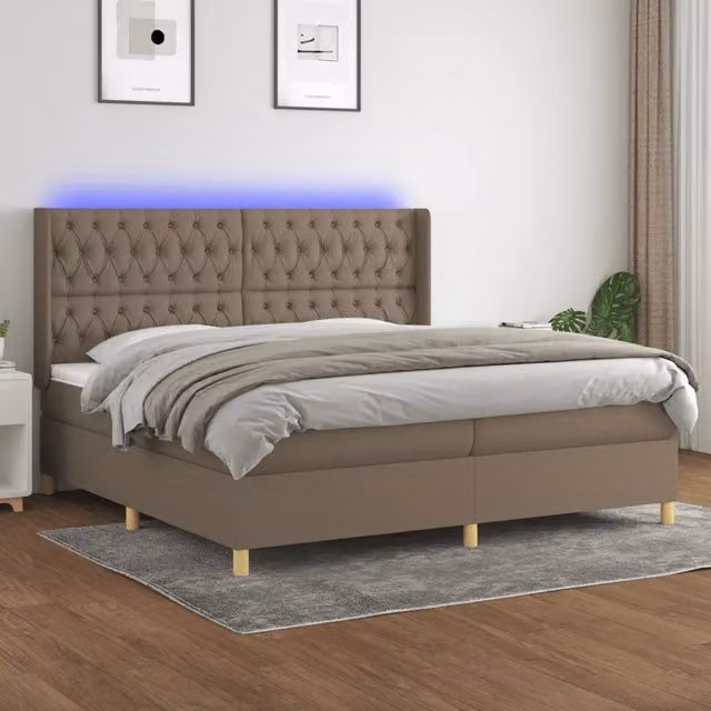 Letto a molle con illuminazione LED e porta USB vidaXL in tessuto beige e bianco L/P: 200 x 200 cm – 1