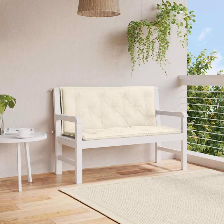 Cuscino per panca vidaXL Bianco, L 120 cm x P 50 cm x H 7 cm, in tessuto poliestere traspirante e idrorepellente