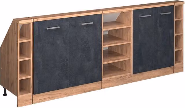 Set di mobili sottotetto Rion Calce nera/Rovere dorato Set di 5 Vicco