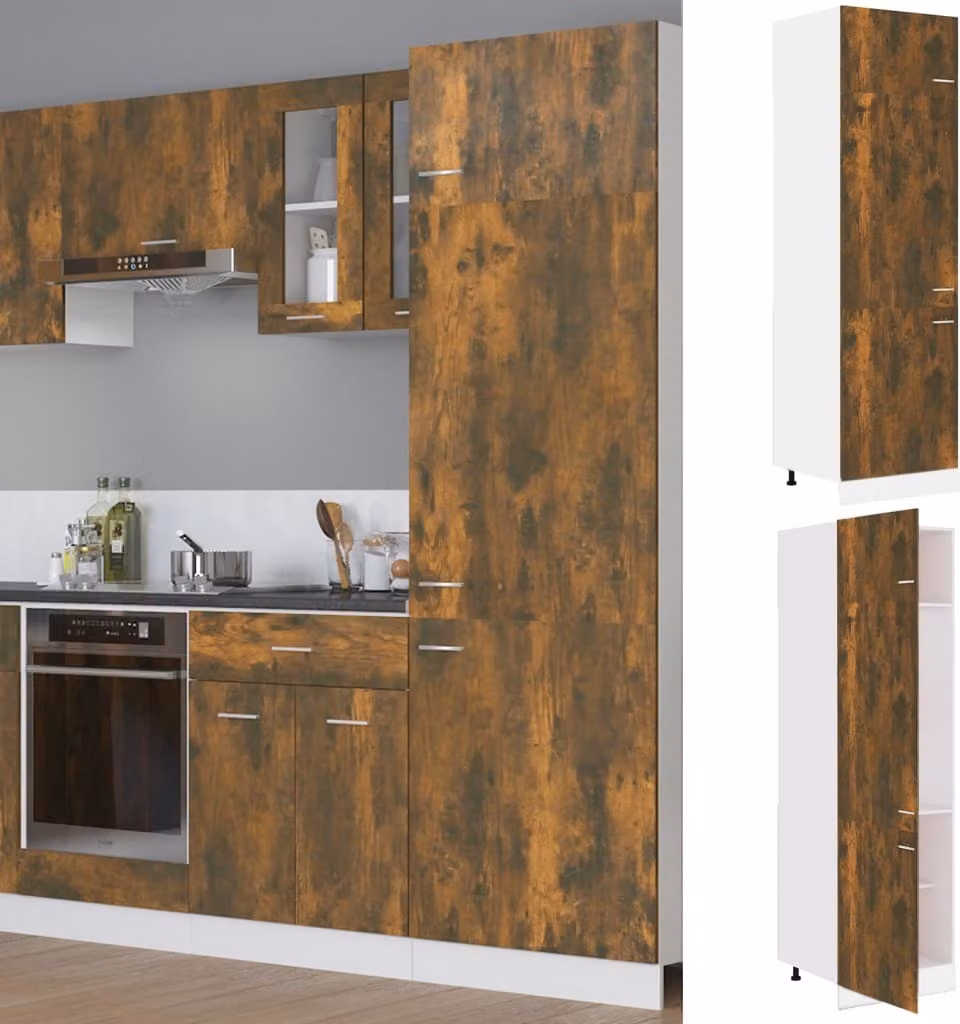The Living Store Armadio refrigerante in rovere affumicato 60x57x207 cm Materiale ligneo