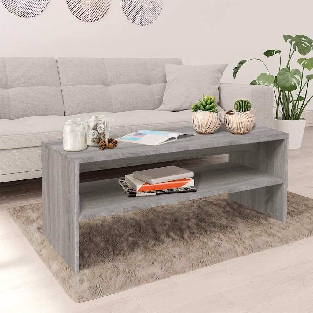 vidaXL Tavolino da Salotto Moderno Grigio in Legno Multistrato L: 100 cm, P: 40 cm, H: 40 cm