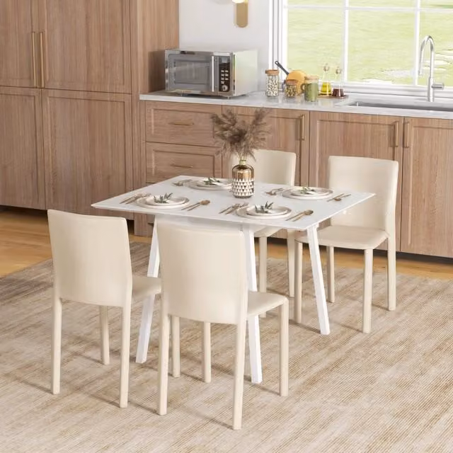 Tavolo da pranzo pieghevole ULEVR 110x86x75 cm in legno bianco, con due lati ribaltabili per 2-4 persone