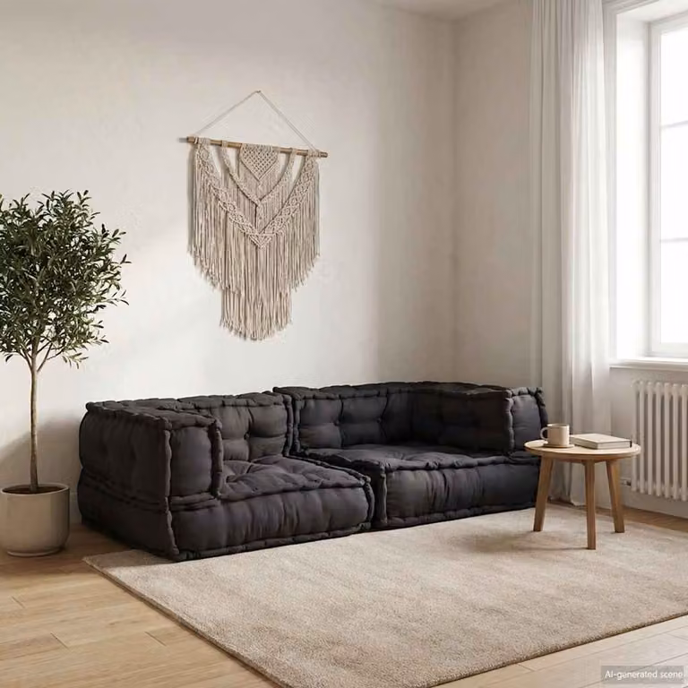 vidaXL Divano Modulare a 2 Posti in Tessuto Antracite L: 140 cm, P: 70 cm, H: 36 cm