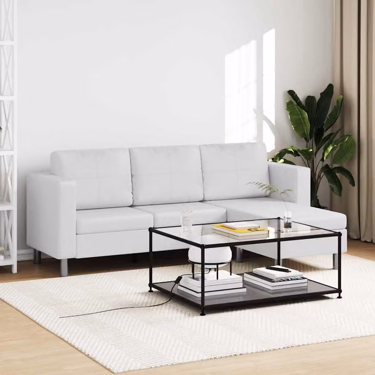 vidaXL Divano Angolare Reversibile in Pelle Sintetica Bianco con Cuscini, L/P/H: 188 x 122 x 77 cm
