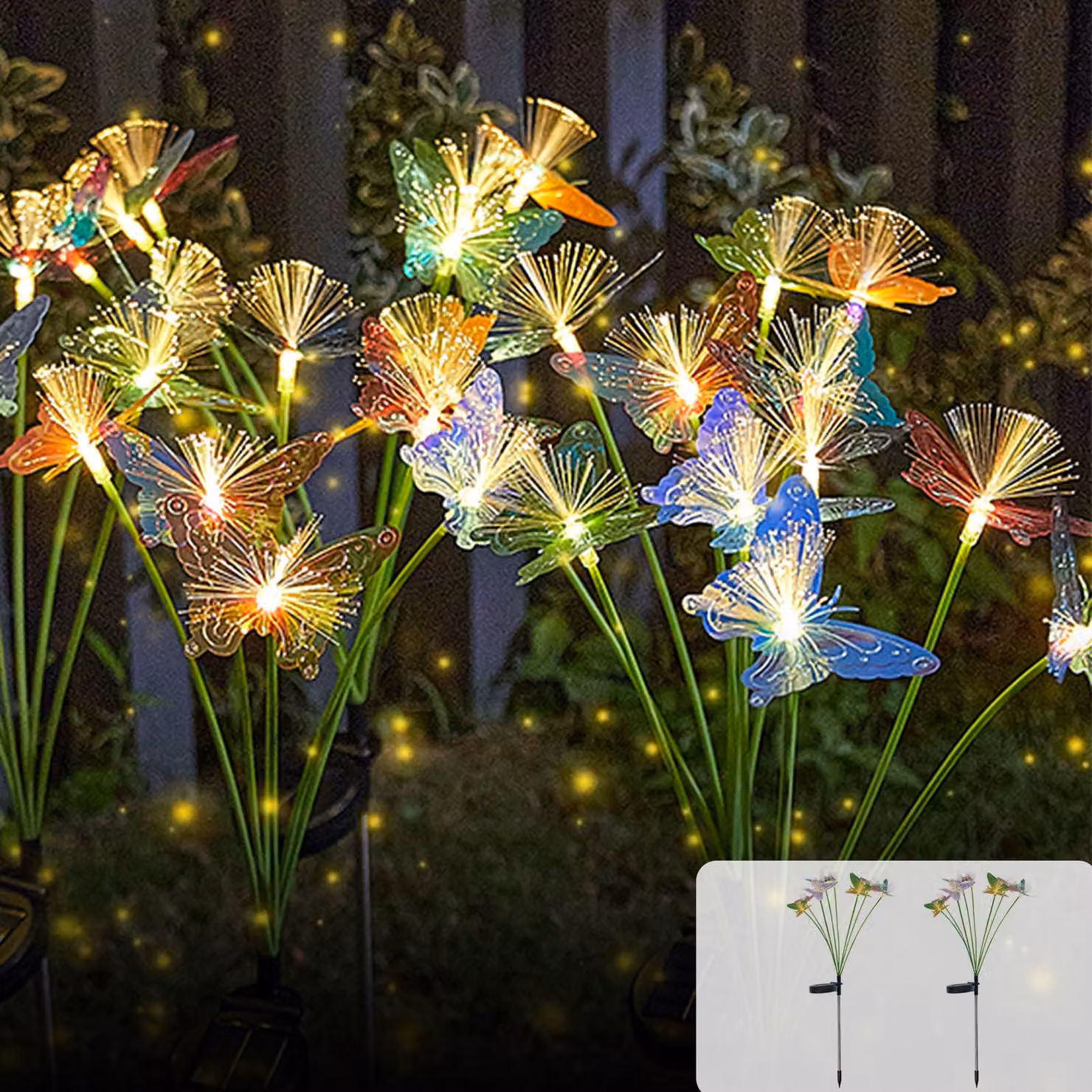 Set di 2 lanterne solari a forma di medusa, con 16 LED, impermeabili, per l'uso in giardino