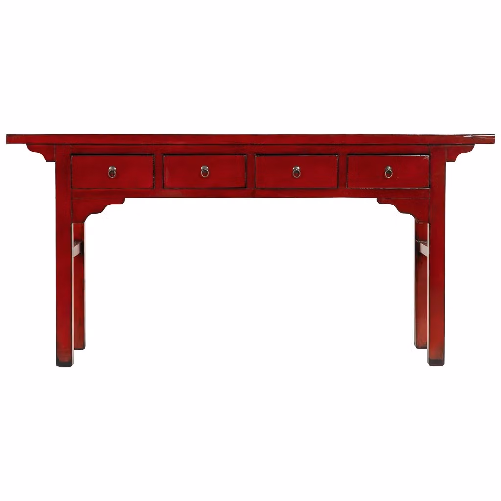 Mobile da ingresso Wanderlust Deco in legno rosso con stile orientale L: 178 cm, P: 38 cm, H: 85 cm – 2