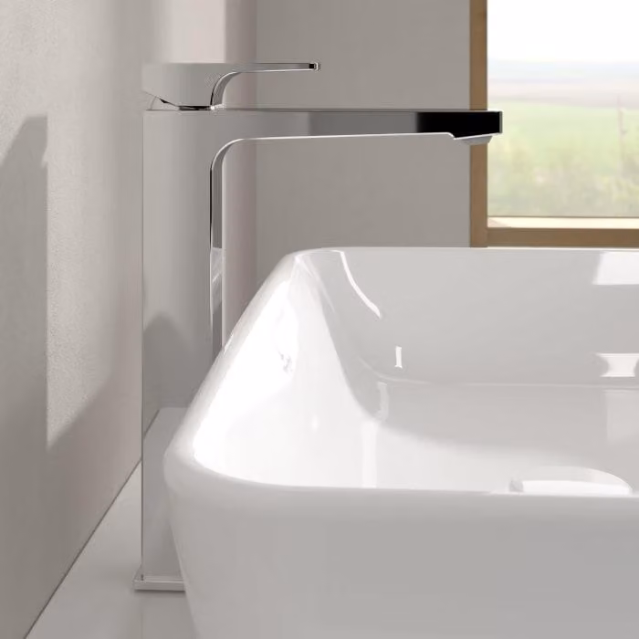 Miscelatore monocomando per lavabo Villeroy & Boch Taro, con gruppo di scarico integrato