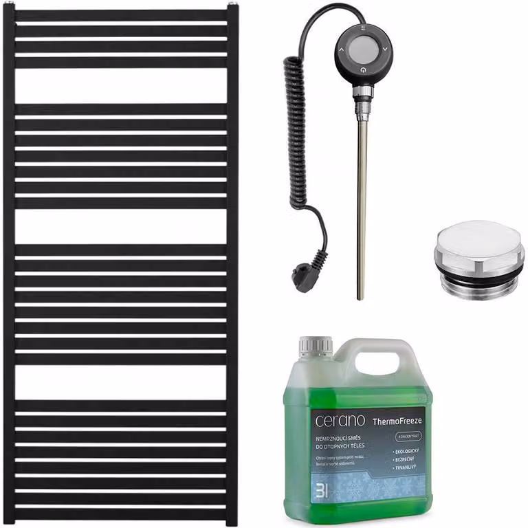 Set di radiatori elettrici da bagno Vincenzo - Wi-Fi - 600W - nero opaco - 1330x600 mm