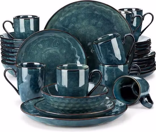 Set di servizio verde 32 pezzi - con ciotola - servizio da tavola in ceramica - set da tavola elegante - verde