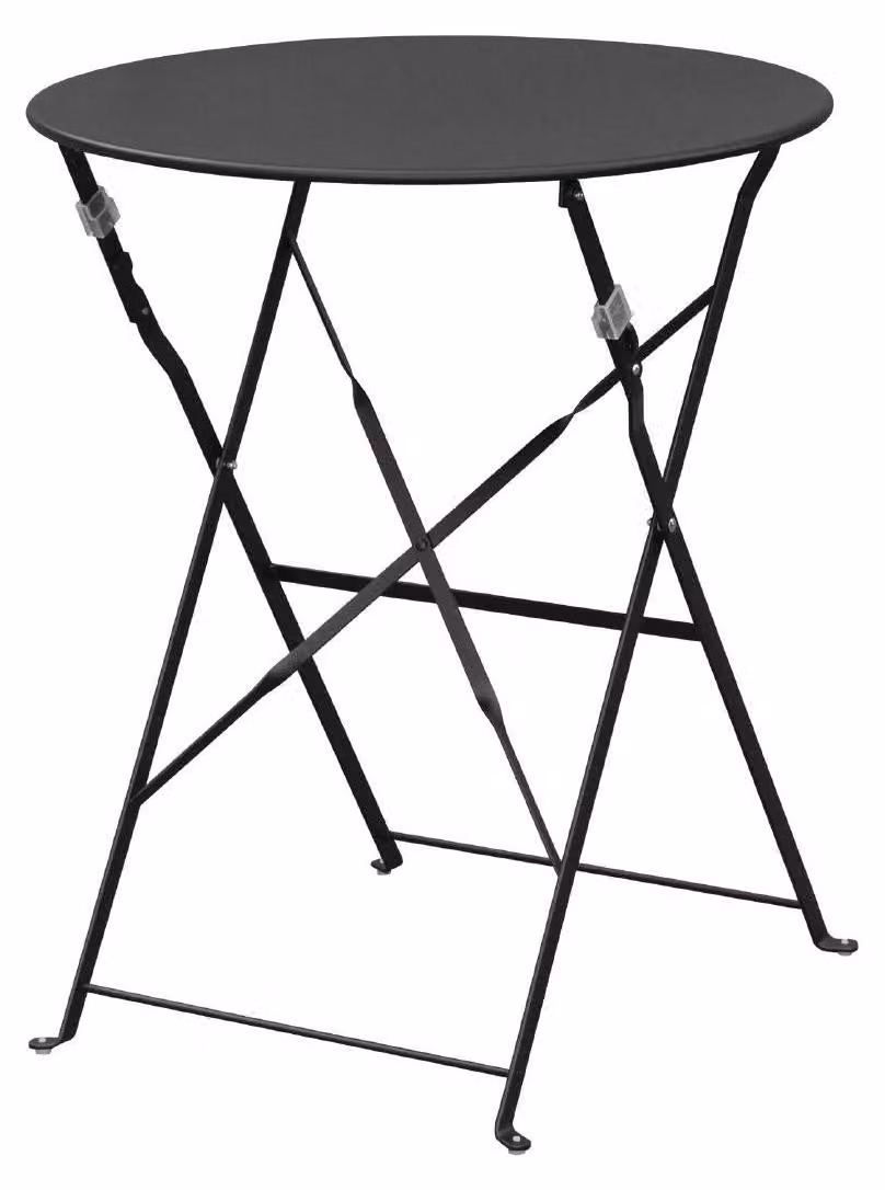 Tavolo rotondo in acciaio, stile rustico, colore nero, diametro 600 mm, per 2 posti