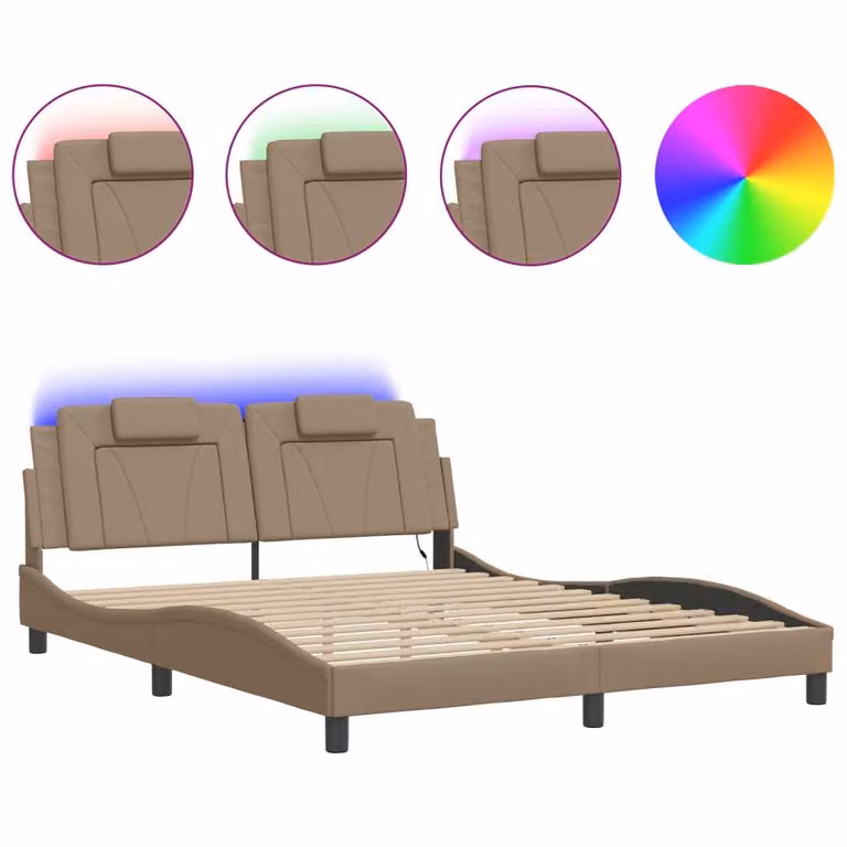 vidaXL "Viana" struttura letto con LED senza materasso cappuccino-marrone 160x200 cm