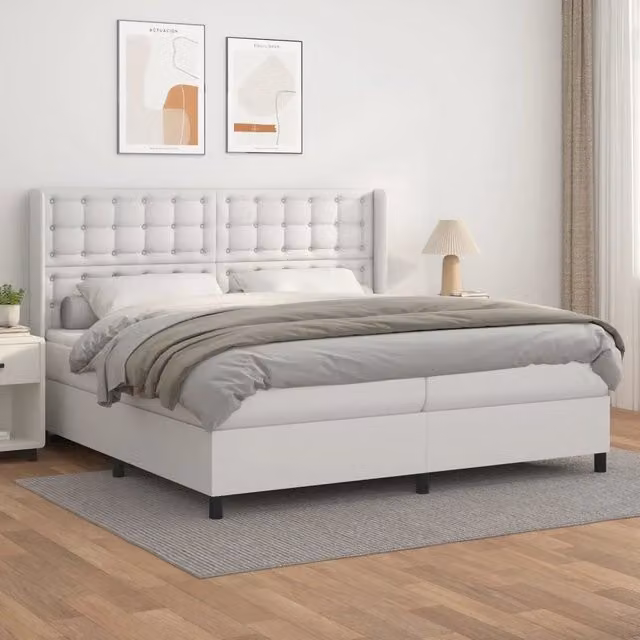 Letto con Giroletto a Molle e Materasso Ibrido vidaXL Bianco L/P/H: 200 x 200 x 31 cm – 1