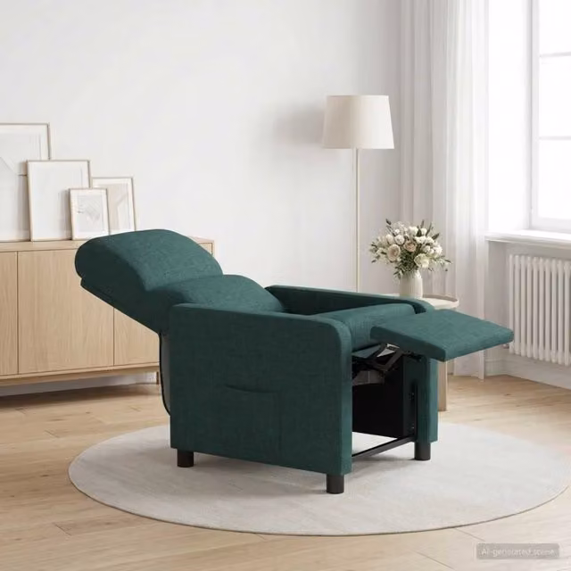 Poltrona reclinabile elettrica DESIGN IN Verde con braccioli in tessuto per soggiorno e ufficio