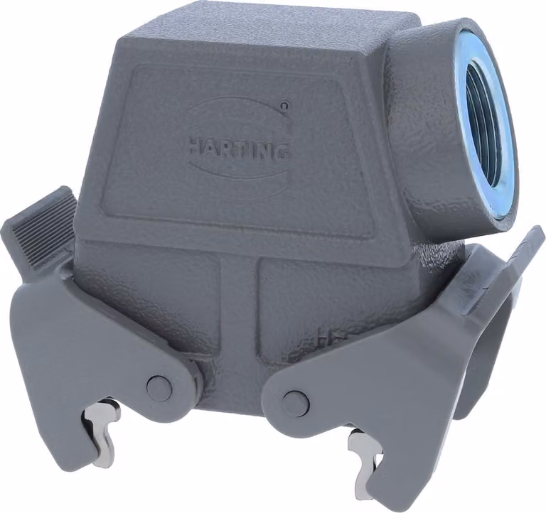 HARTING Han 10B Custodia a manicotto alta, 1xM25 uscita cavo laterale, con 2 staffe trasversali Vite M25 Area di serraggio 9,0 mm