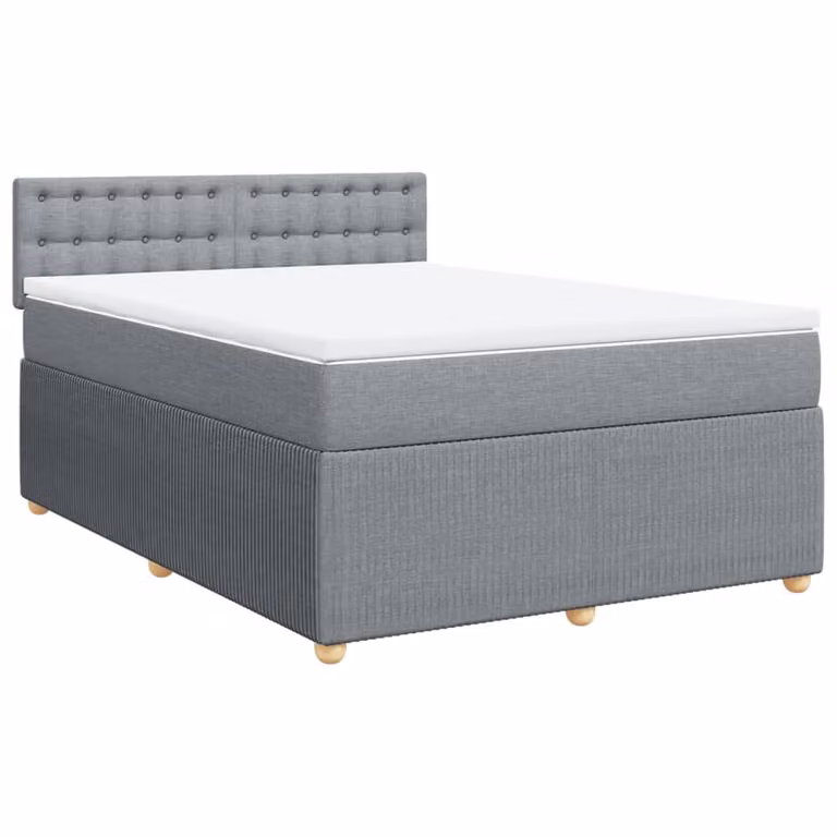 Giroletto a Molle con Materasso Grigio Chiaro 140x190cm Tessuto