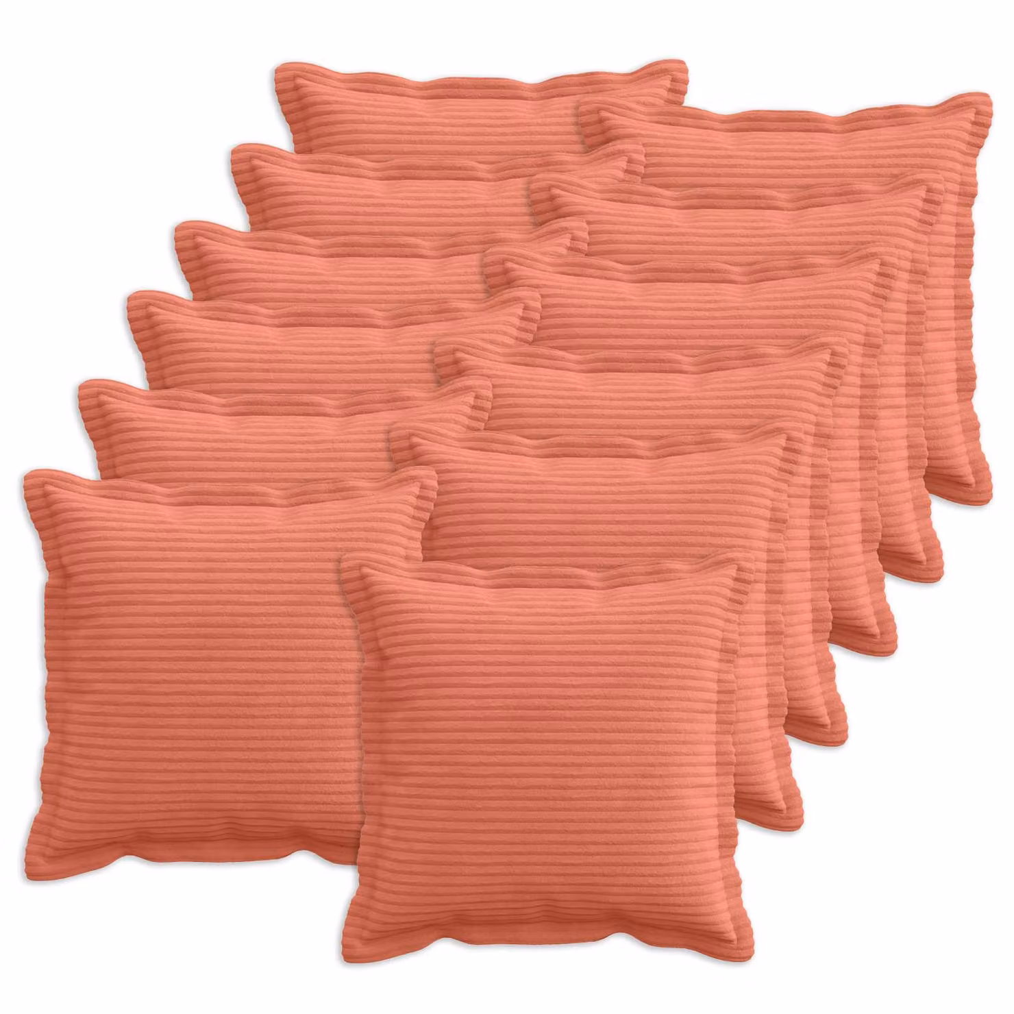 Set di 12 federe quadrate vidaXL HOUTEN in velluto a coste, colori rosso e arancio, 50 x 50 cm