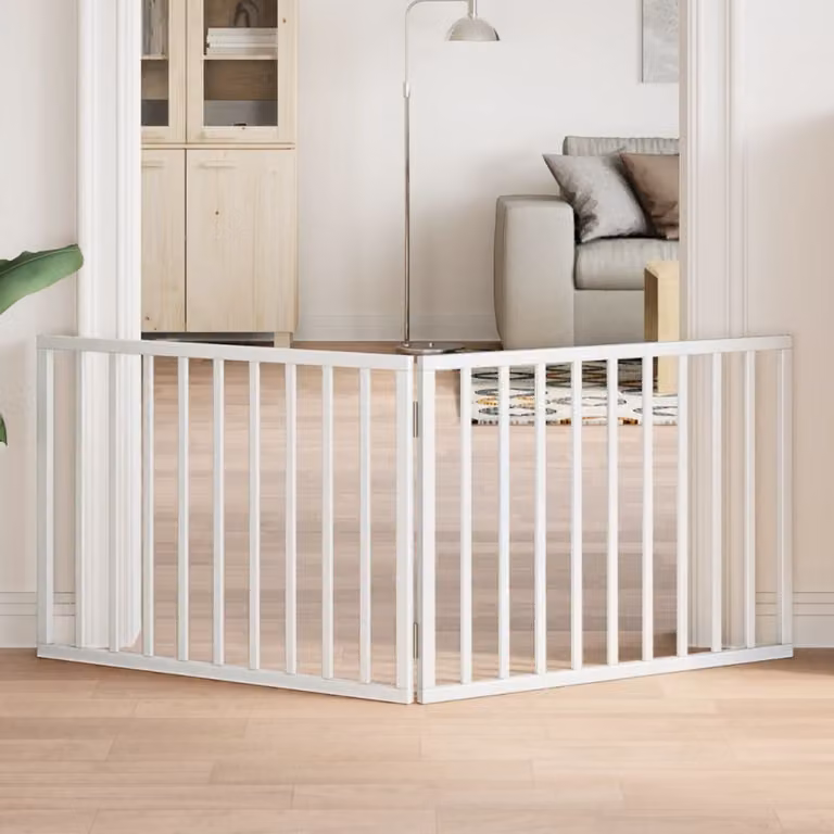 vidaXL Cancelletto per cani pieghevole in legno di pioppo, 2 pannelli, bianco, L: 160 cm
