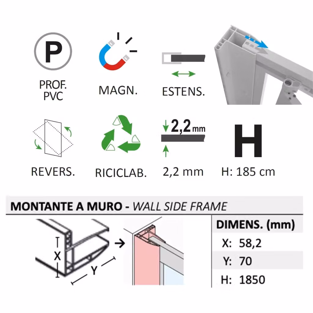Box doccia pivotante rettangolare Sigma Duo FORTE in acrilico bianco L: 90 cm, P: 80 cm, H: 190 cm – 2