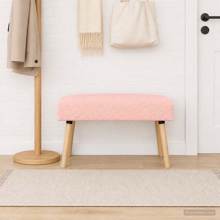 Panchina moderna vidaXL in tessuto bouclé rosa, L: 80 cm, P: 40 cm, H: 46 cm