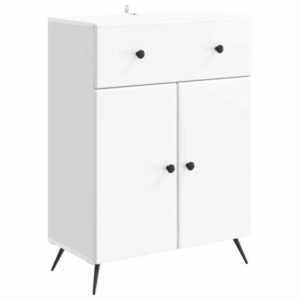 Credenza moderna vidaXL in bianco lucido in MDF L: 66 cm, P: 34,5 cm, H: 90 cm – 2