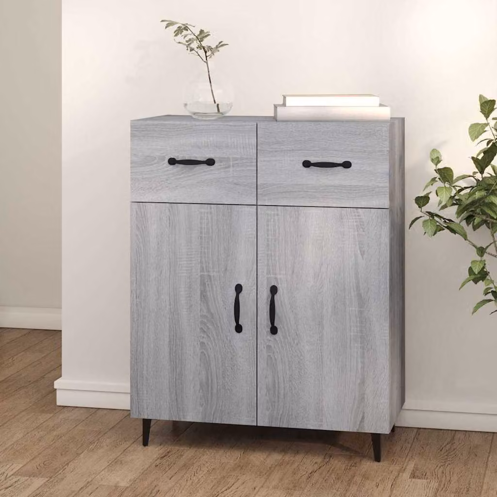 Credenza vidaXL in Legno Multistrato Grigio Sonoma per Soggiorno e Sala da Pranzo L: 69,5 cm, P: 34 cm, H: 90 cm