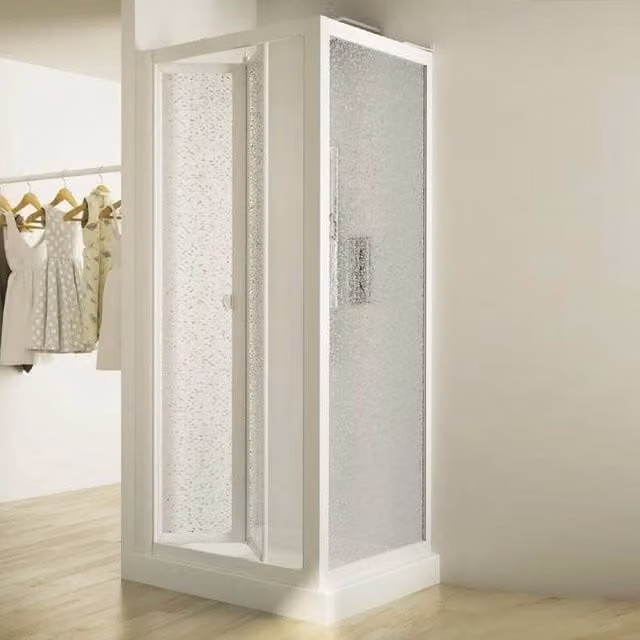 Box doccia a libro soffietto pvc bianco acrilico h.185cm Doplas Duo Porta 95+Fisso 70cm